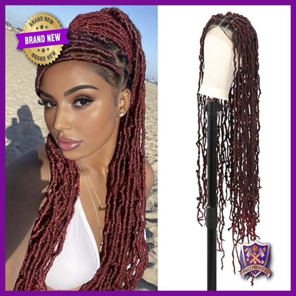 40 Inch Knotless Locs Braided Wig with Baby Hair, Double Lace Front main image 4